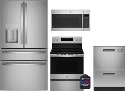 4 Piece Package Includes Refrigerator, Range, Microwave And Dishwasher